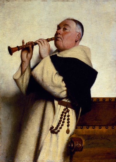 Monk Playing a Clarinet by Ture Nikolaus Cederstrom